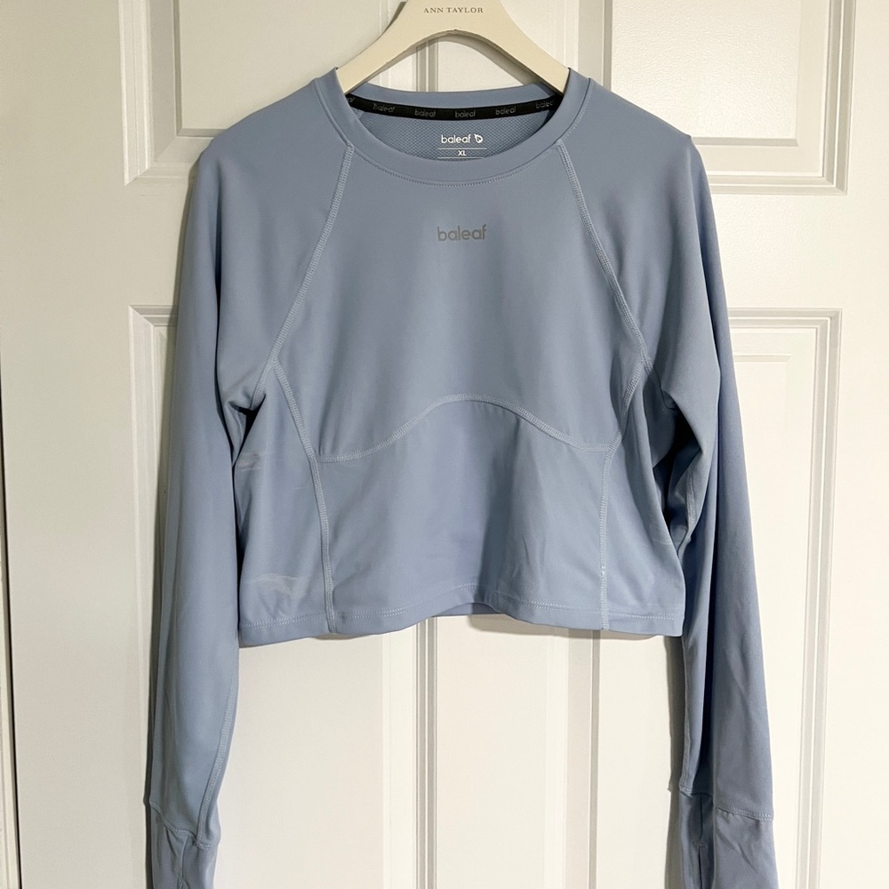 Baleaf Women's Light Blue Cropped Sweatshirt